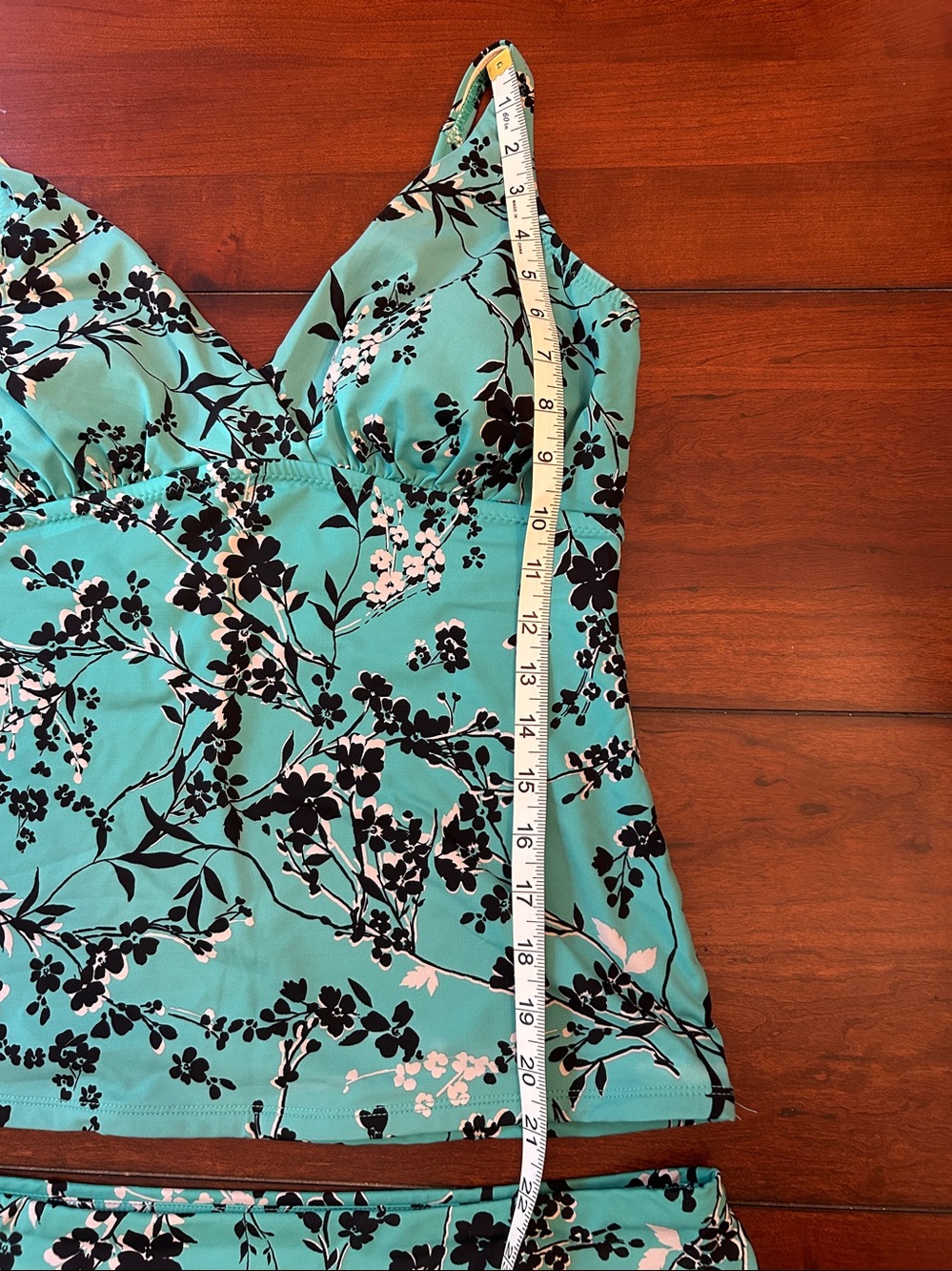 Garnet Hill Women’s Floral Tankini Set in Aqua Swim Top & Skirt size 10 - Picture 15 of 16